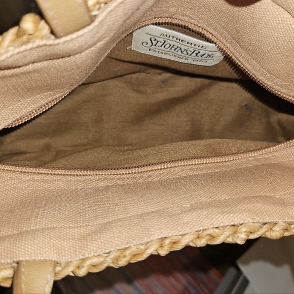 Vtg Wicker Woven St. John's Bay Palm Small Handbag Pre-owned - Picture 7 of 15